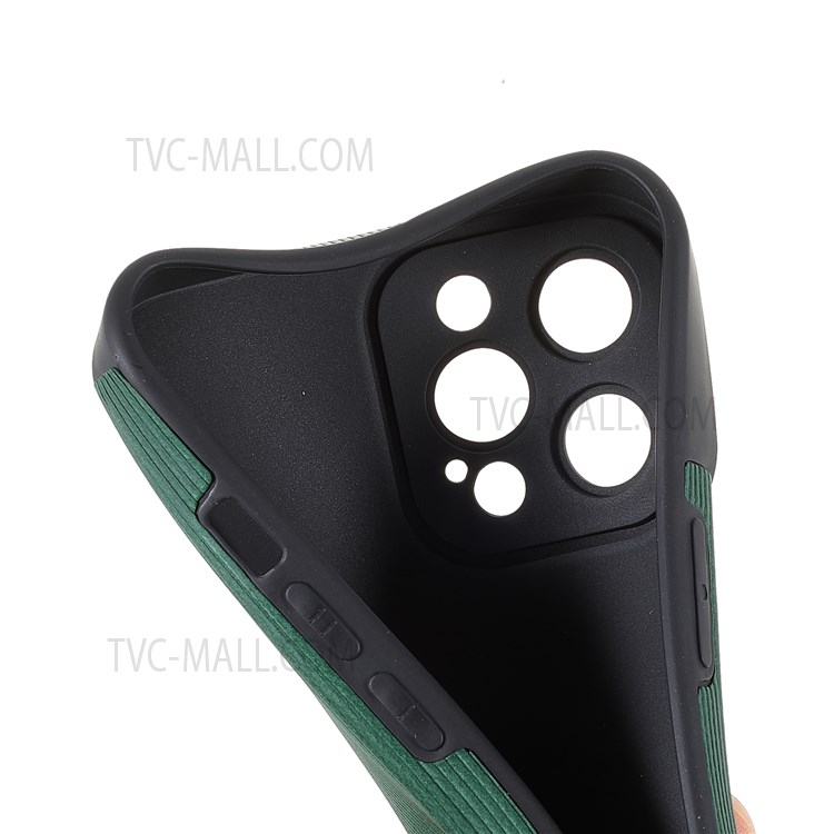 Bamboo Stick Texture Shockproof Microfiber Leather Coated TPU Flexible Soft Phone Case Shell for iPhone 12 Pro 6.1 inch - Green-8