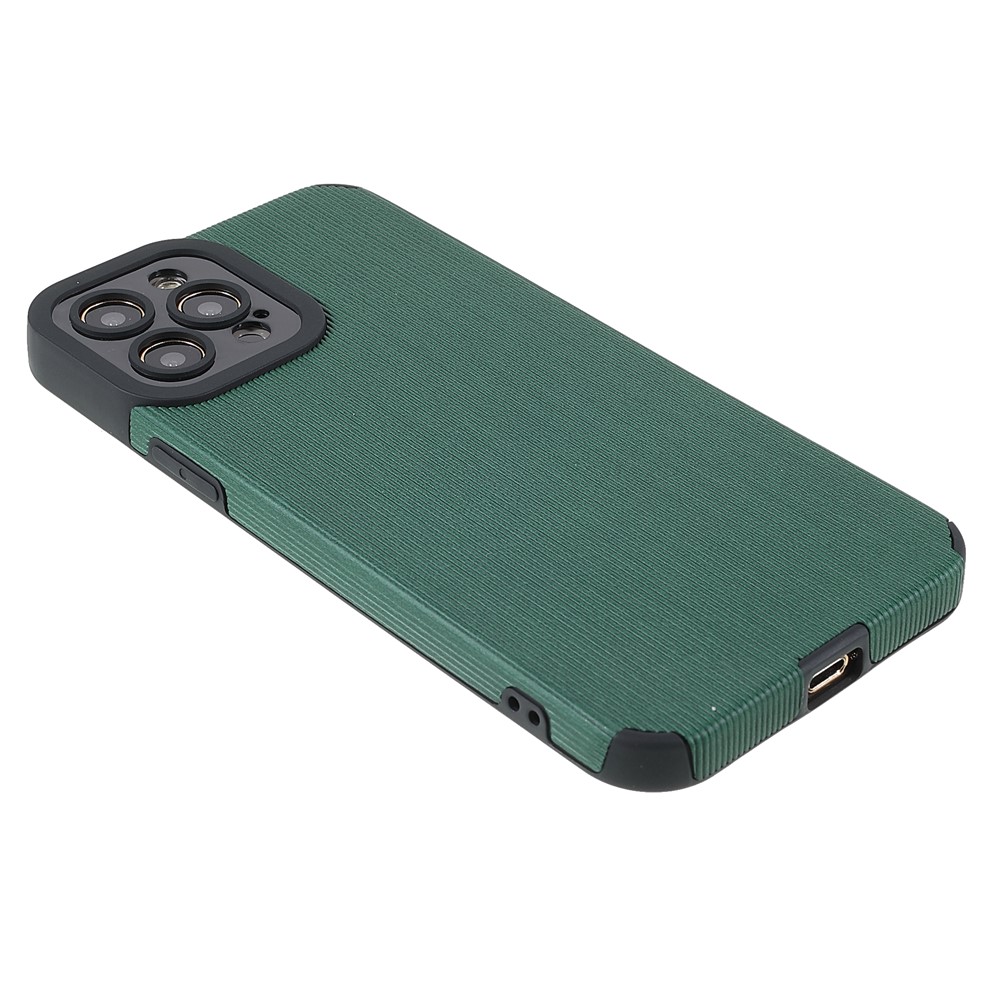 Bamboo Stick Texture Precise Cutout Lightweight Microfiber Leather Coated TPU Soft Phone Cover Shell for iPhone 12 Pro Max 6.7 inch - Green-4