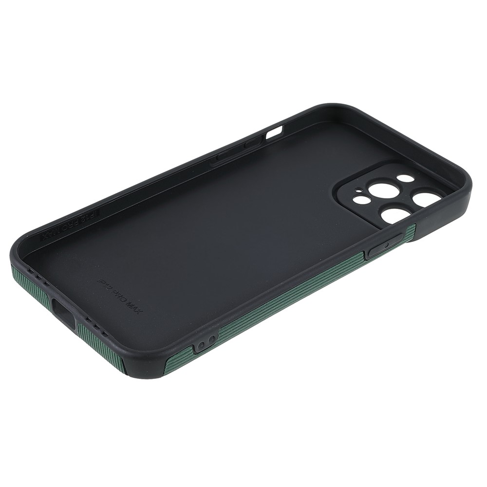 Bamboo Stick Texture Precise Cutout Lightweight Microfiber Leather Coated TPU Soft Phone Cover Shell for iPhone 12 Pro Max 6.7 inch - Green-7