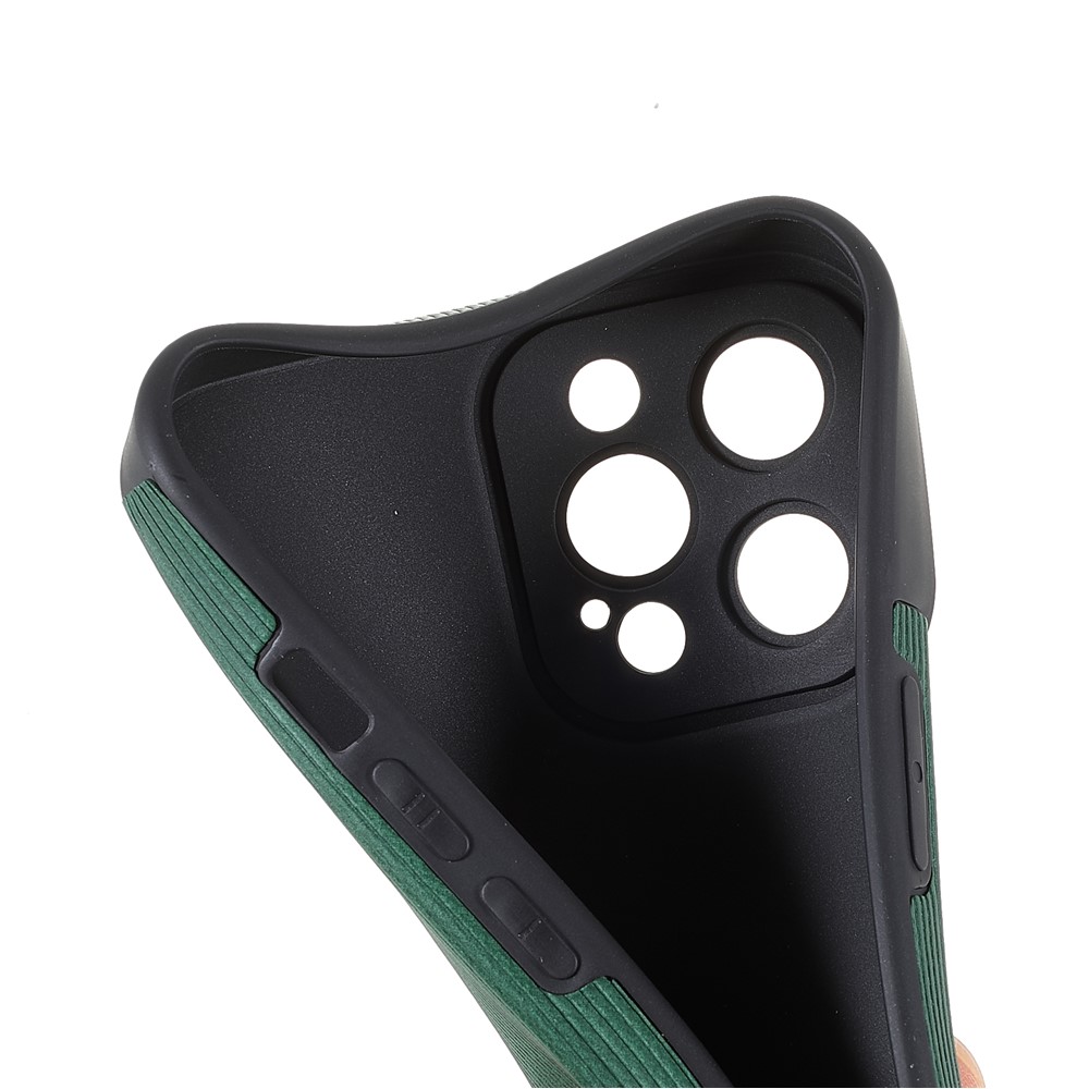 Bamboo Stick Texture Precise Cutout Lightweight Microfiber Leather Coated TPU Soft Phone Cover Shell for iPhone 12 Pro Max 6.7 inch - Green-8