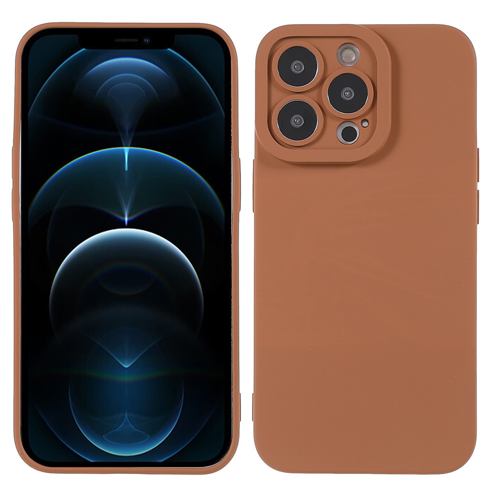 Rubberized Surface Thin Light Precise Cutout Flexible Soft TPU Protective Phone Cover Shell for iPhone 12 Pro Max 6.7 inch - Brown-1