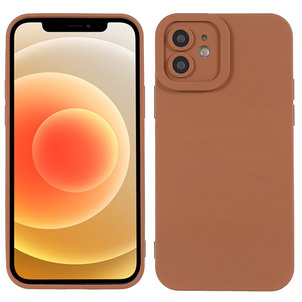 Rubberized Surface Scratch-resistant Precise Cutout Flexible Soft TPU Phone Case Shell for iPhone 12 6.1 inch - Brown-1