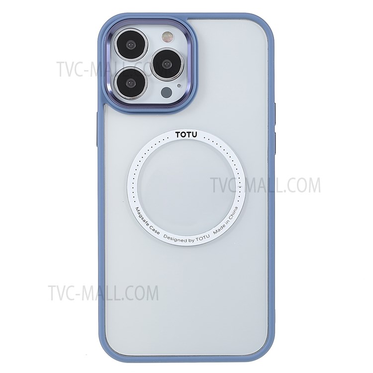 TOTU AA-070 Acrylic + TPU Hybrid Protective Anti-fall Cases Metal Buttons Clear Magnetic Absorption Cover for iPhone 13 Pro Max 6.7 inch - Blue-2