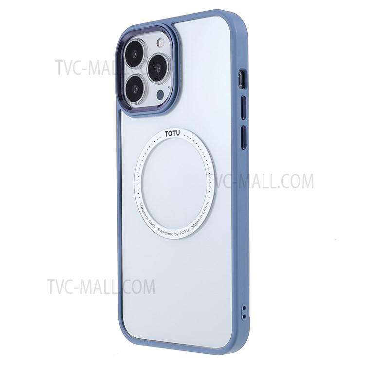 TOTU AA-070 Acrylic + TPU Hybrid Protective Anti-fall Cases Metal Buttons Clear Magnetic Absorption Cover for iPhone 13 Pro Max 6.7 inch - Blue-3