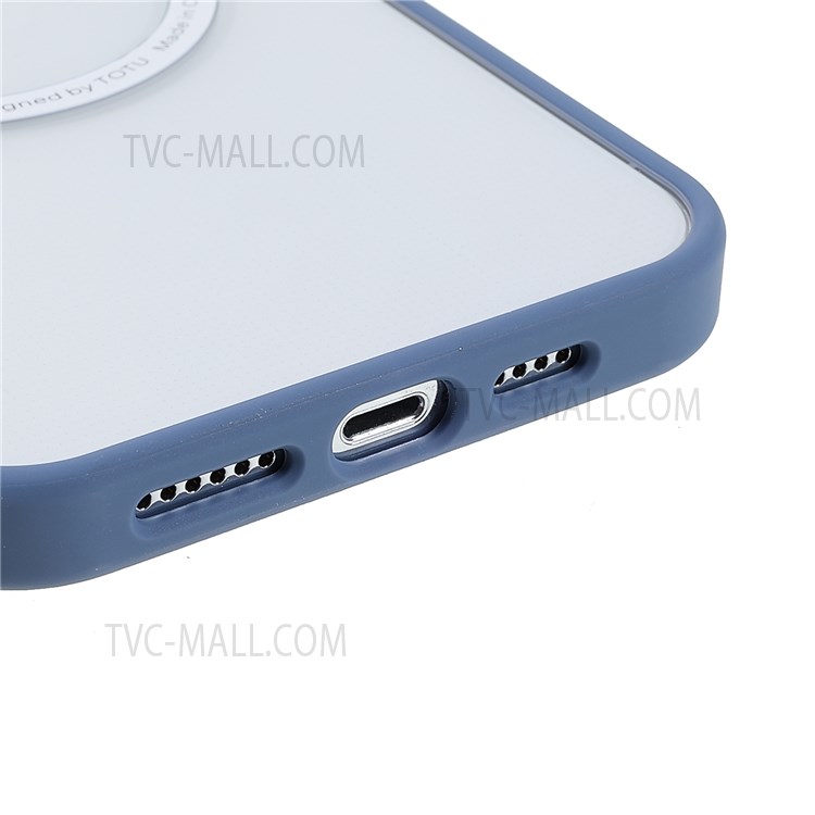 TOTU AA-070 Acrylic + TPU Hybrid Protective Anti-fall Cases Metal Buttons Clear Magnetic Absorption Cover for iPhone 13 Pro Max 6.7 inch - Blue-5