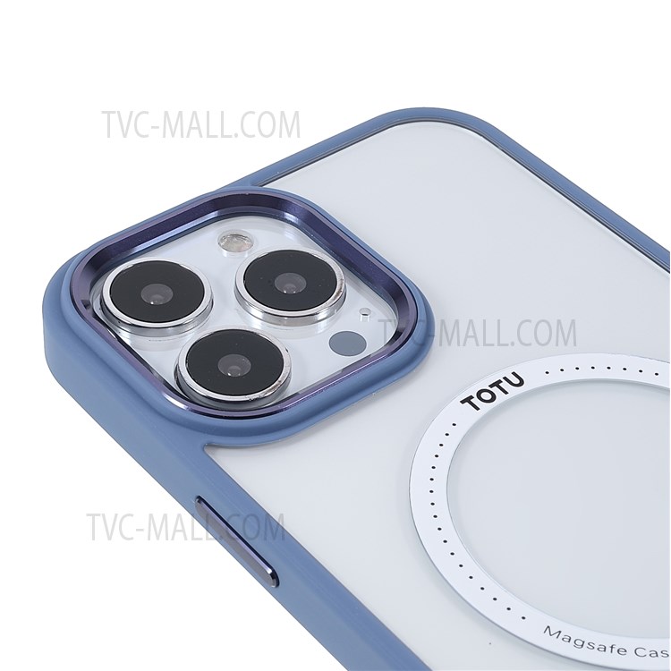TOTU AA-070 Acrylic + TPU Hybrid Protective Anti-fall Cases Metal Buttons Clear Magnetic Absorption Cover for iPhone 13 Pro Max 6.7 inch - Blue-6