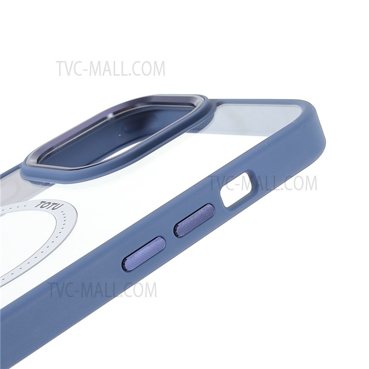 TOTU AA-070 Acrylic + TPU Hybrid Protective Anti-fall Cases Metal Buttons Clear Magnetic Absorption Cover for iPhone 13 Pro Max 6.7 inch - Blue-8