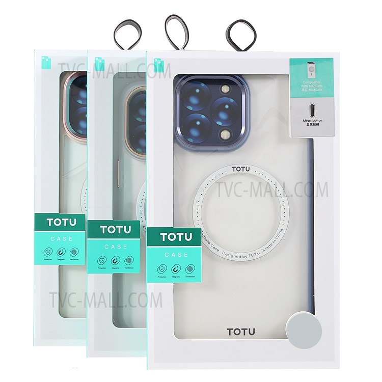 TOTU AA-070 Acrylic + TPU Hybrid Protective Anti-fall Cases Metal Buttons Clear Magnetic Absorption Cover for iPhone 13 Pro Max 6.7 inch - Blue-9