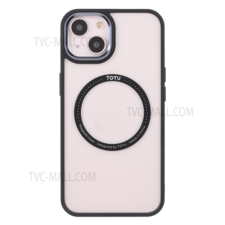 TOTU AA-070 Acrylic + TPU Hybrid Cases Metal Buttons Transparent Magnetic Absorption Cover for iPhone 13 6.1 inch - Black-2
