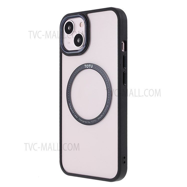 TOTU AA-070 Acrylic + TPU Hybrid Cases Metal Buttons Transparent Magnetic Absorption Cover for iPhone 13 6.1 inch - Black-3