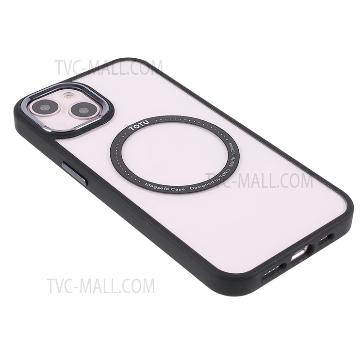 TOTU AA-070 Acrylic + TPU Hybrid Cases Metal Buttons Transparent Magnetic Absorption Cover for iPhone 13 6.1 inch - Black-4
