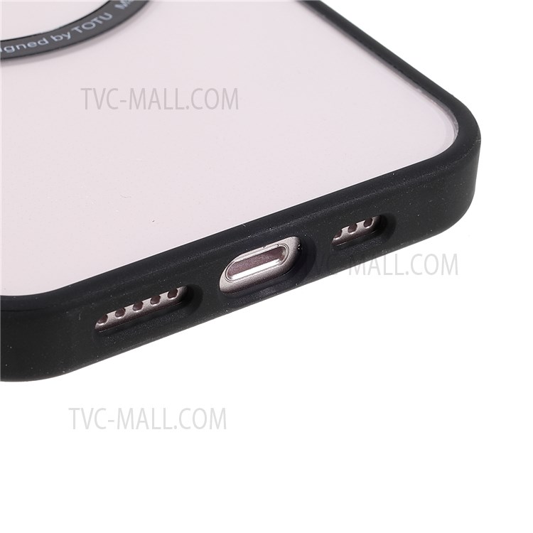 TOTU AA-070 Acrylic + TPU Hybrid Cases Metal Buttons Transparent Magnetic Absorption Cover for iPhone 13 6.1 inch - Black-5