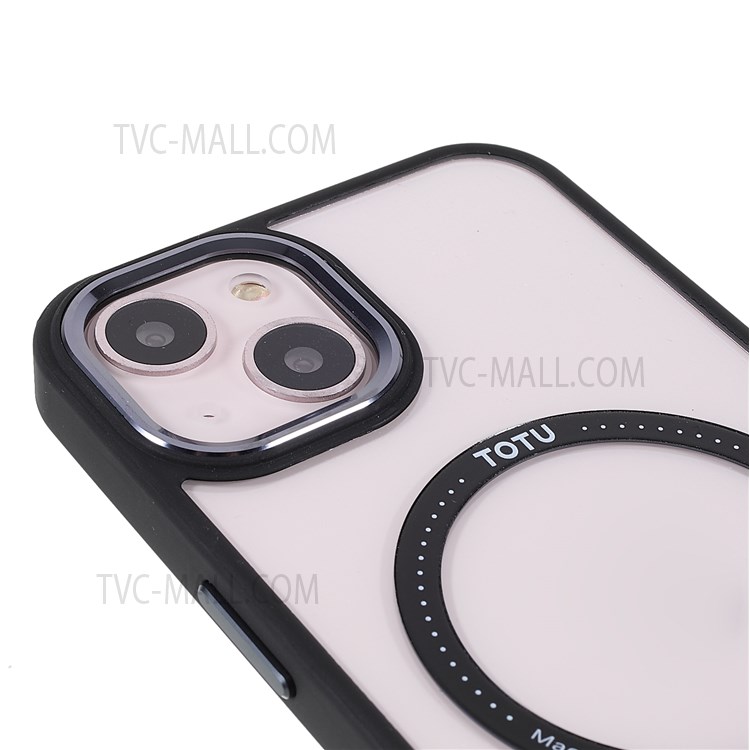 TOTU AA-070 Acrylic + TPU Hybrid Cases Metal Buttons Transparent Magnetic Absorption Cover for iPhone 13 6.1 inch - Black-6