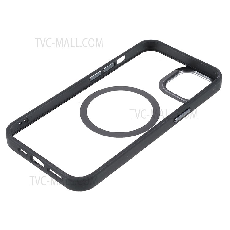 TOTU AA-070 Acrylic + TPU Hybrid Cases Metal Buttons Transparent Magnetic Absorption Cover for iPhone 13 6.1 inch - Black-7