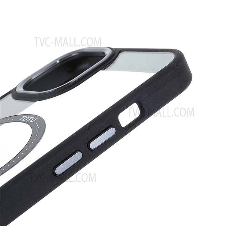 TOTU AA-070 Acrylic + TPU Hybrid Cases Metal Buttons Transparent Magnetic Absorption Cover for iPhone 13 6.1 inch - Black-8