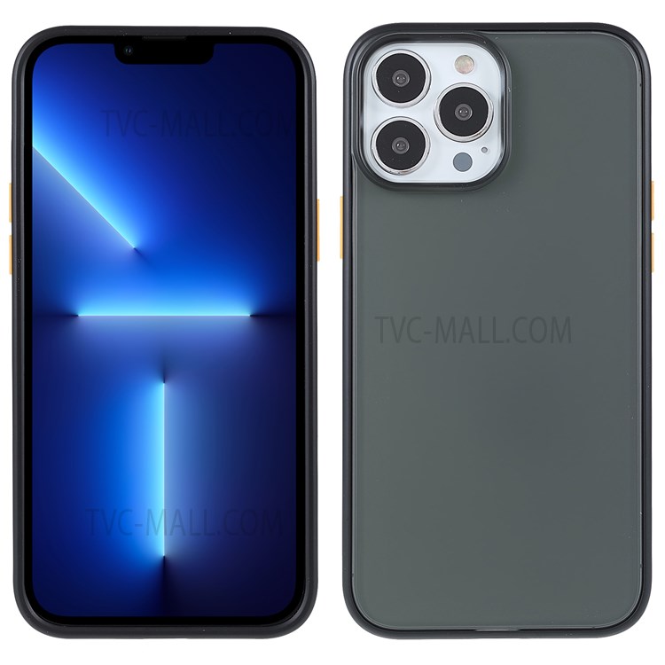 TOTU AA178 Matte Surface Anti-fingerprint Anti-fall Acrylic Back + Soft TPU Frame Phone Cover for iPhone 13 Pro Max 6.7 inch - Black/Yellow-1