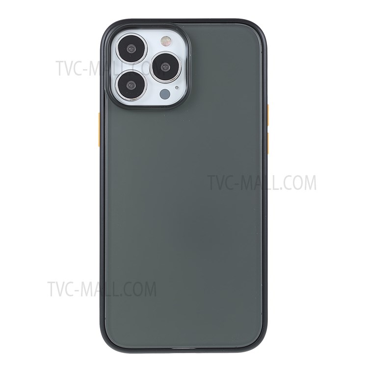 TOTU AA178 Matte Surface Anti-fingerprint Anti-fall Acrylic Back + Soft TPU Frame Phone Cover for iPhone 13 Pro Max 6.7 inch - Black/Yellow-2