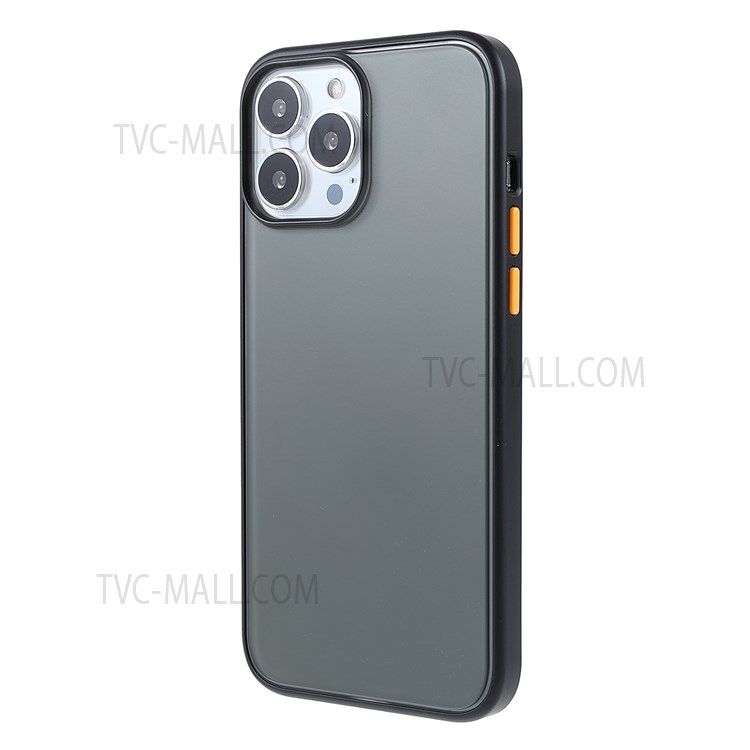 TOTU AA178 Matte Surface Anti-fingerprint Anti-fall Acrylic Back + Soft TPU Frame Phone Cover for iPhone 13 Pro Max 6.7 inch - Black/Yellow-3