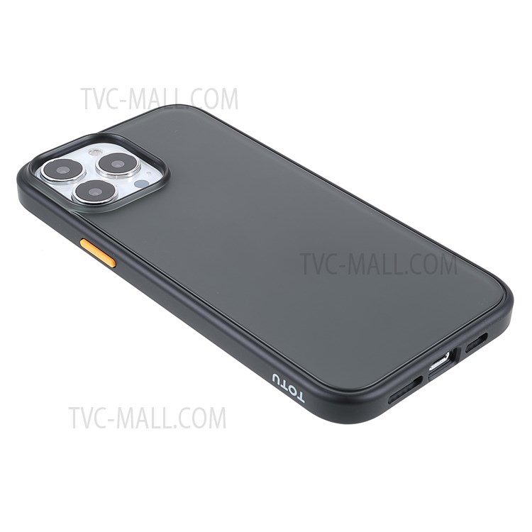 TOTU AA178 Matte Surface Anti-fingerprint Anti-fall Acrylic Back + Soft TPU Frame Phone Cover for iPhone 13 Pro Max 6.7 inch - Black/Yellow-4