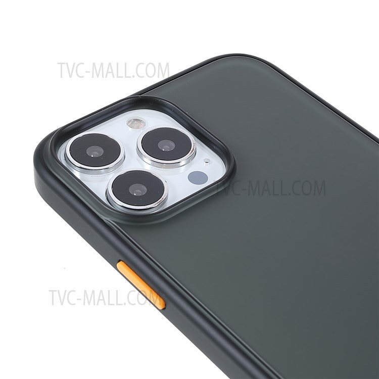 TOTU AA178 Matte Surface Anti-fingerprint Anti-fall Acrylic Back + Soft TPU Frame Phone Cover for iPhone 13 Pro Max 6.7 inch - Black/Yellow-6