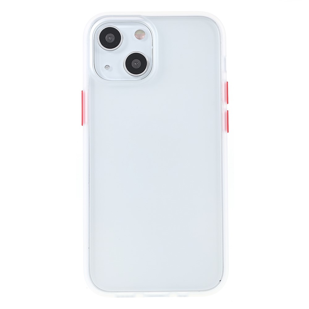 TOTU AA178 Matte Surface Colored Buttons Acrylic Back + Soft TPU Frame Anti-scratch Phone Case Cover for iPhone 13 6.1 inch - Transparent/Red-2