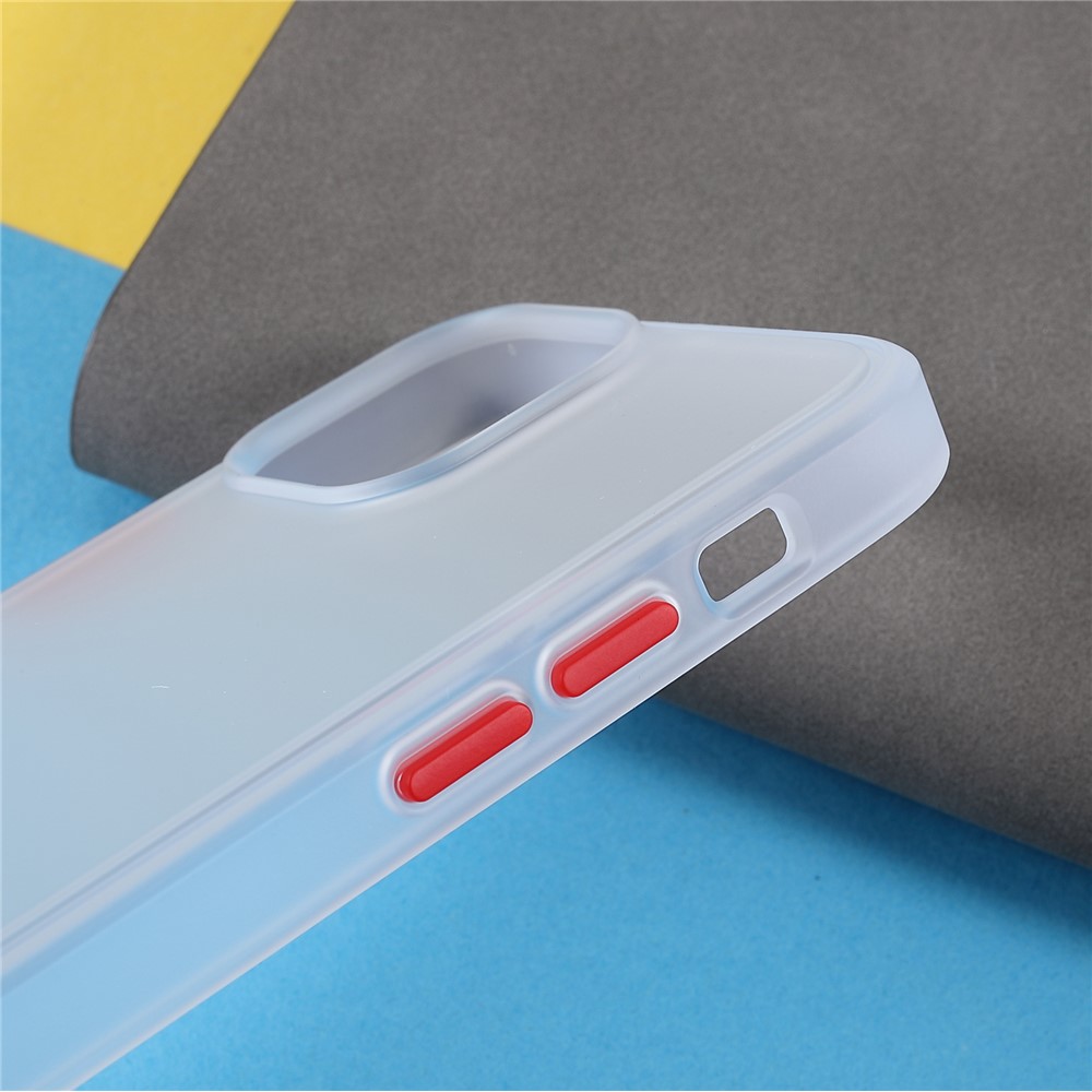 TOTU AA178 Matte Surface Colored Buttons Acrylic Back + Soft TPU Frame Anti-scratch Phone Case Cover for iPhone 13 6.1 inch - Transparent/Red-8