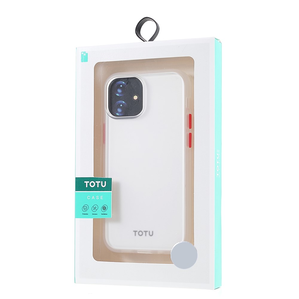 TOTU AA178 Matte Surface Colored Buttons Acrylic Back + Soft TPU Frame Anti-scratch Phone Case Cover for iPhone 13 6.1 inch - Transparent/Red-9