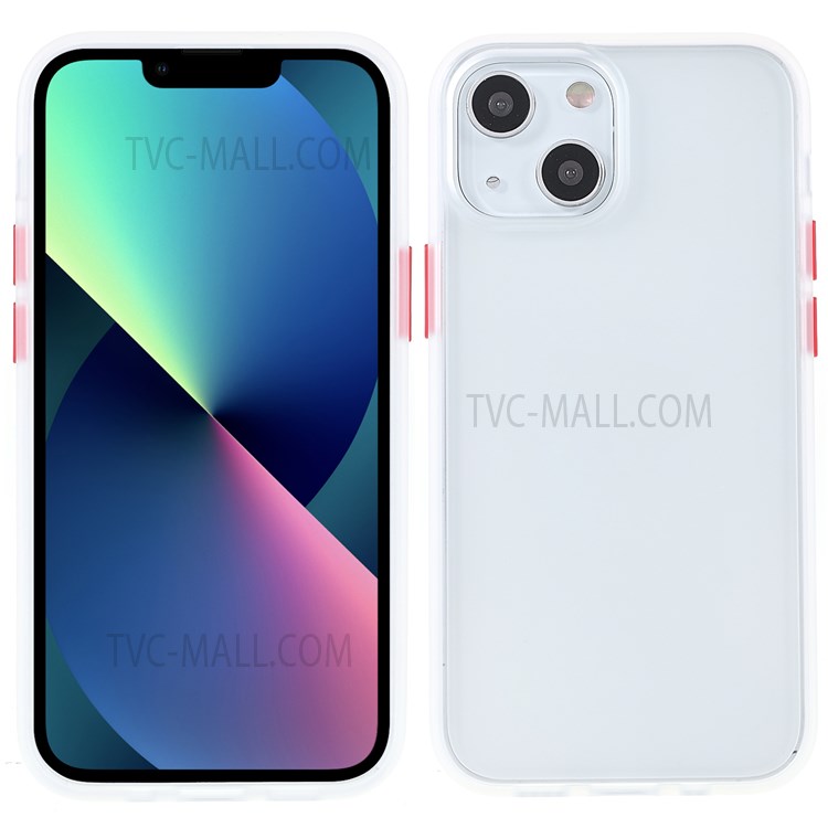 TOTU AA178 Matte Surface Light Slim Acrylic Back + Soft TPU Frame Protective Phone Case Shell for iPhone 13 mini 5.4 inch - Transparent/Red-1
