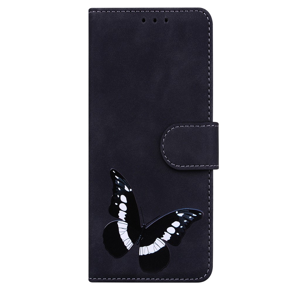 Big Butterfly Pattern Printing Dual-sided Magnetic Clasp Anti-scratch Skin-touch PU Leather Phone Cover with Stand for iPhone 13 Pro 6.1 inch - Black-2