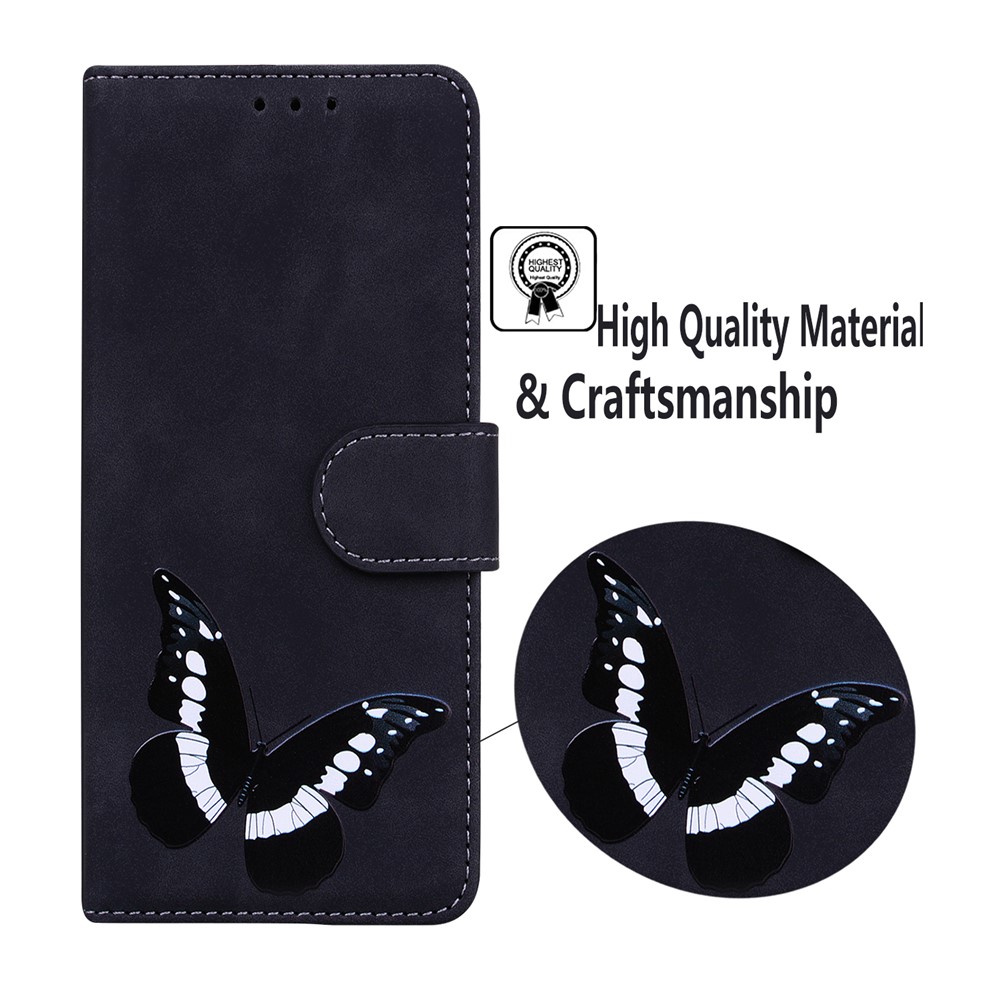 Big Butterfly Pattern Printing Dual-sided Magnetic Clasp Anti-scratch Skin-touch PU Leather Phone Cover with Stand for iPhone 13 Pro 6.1 inch - Black-6