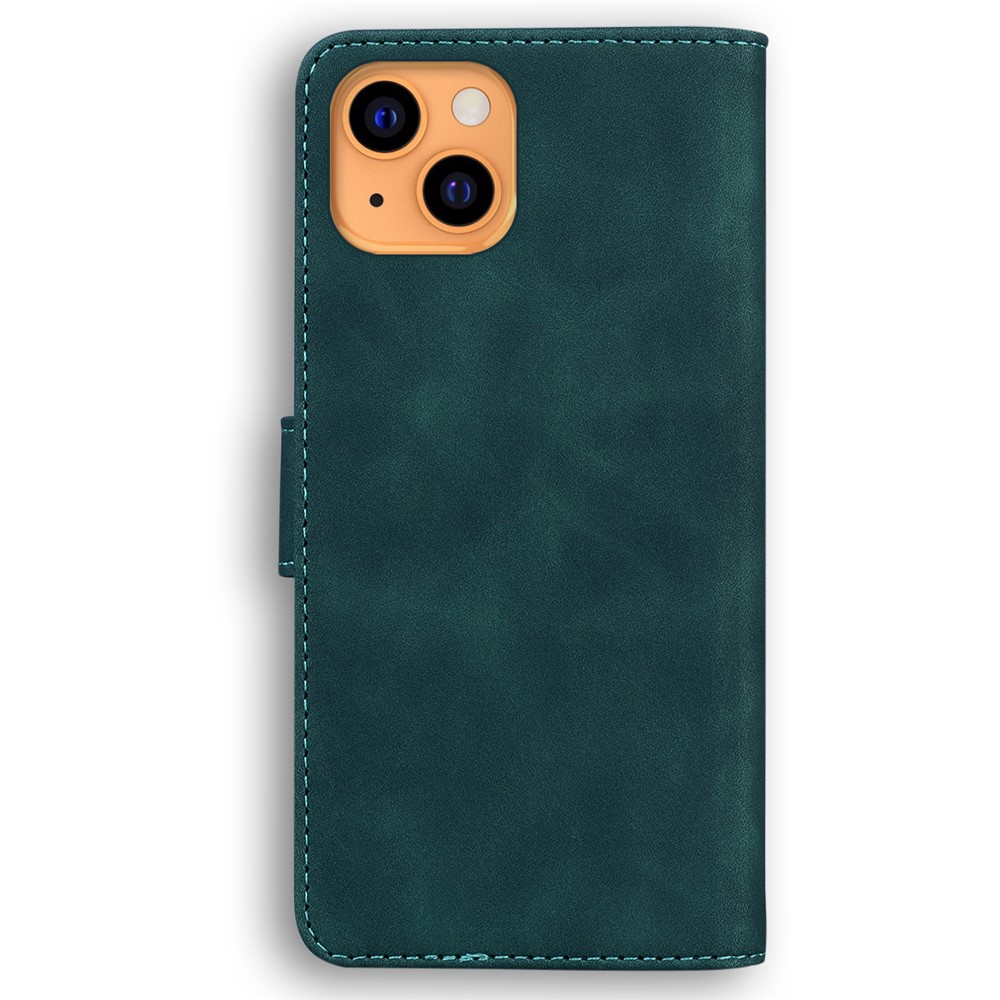 Vivid Butterfly Printing Wallet Stand Skin-touch PU Leather Phone Case Cover for iPhone 13 6.1 inch - Green-9
