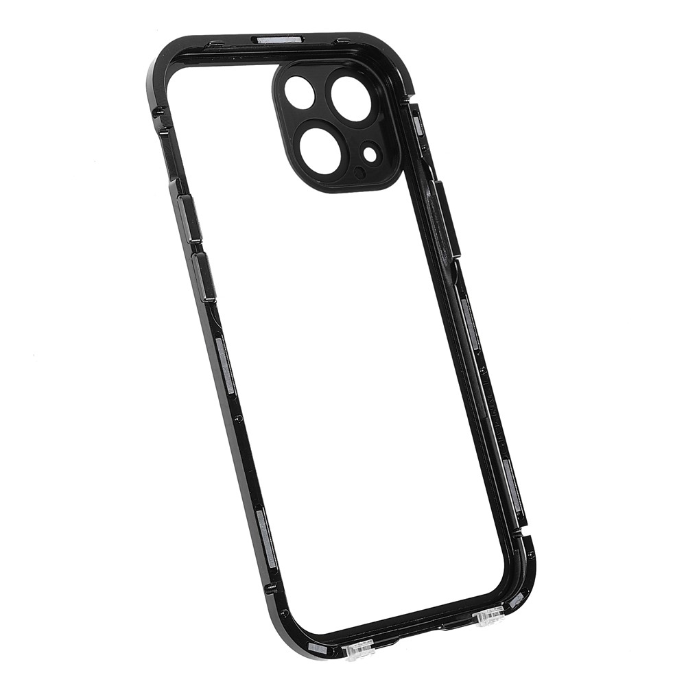 Ultra-clear Double-sided Tempered Glass + Metal Frame Magnetic Absorption Full Coverage Phone Case Cover for iPhone 13 mini 5.4 inch - Black-10