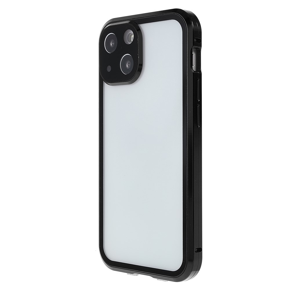 Ultra-clear Double-sided Tempered Glass + Metal Frame Magnetic Absorption Full Coverage Phone Case Cover for iPhone 13 mini 5.4 inch - Black-4