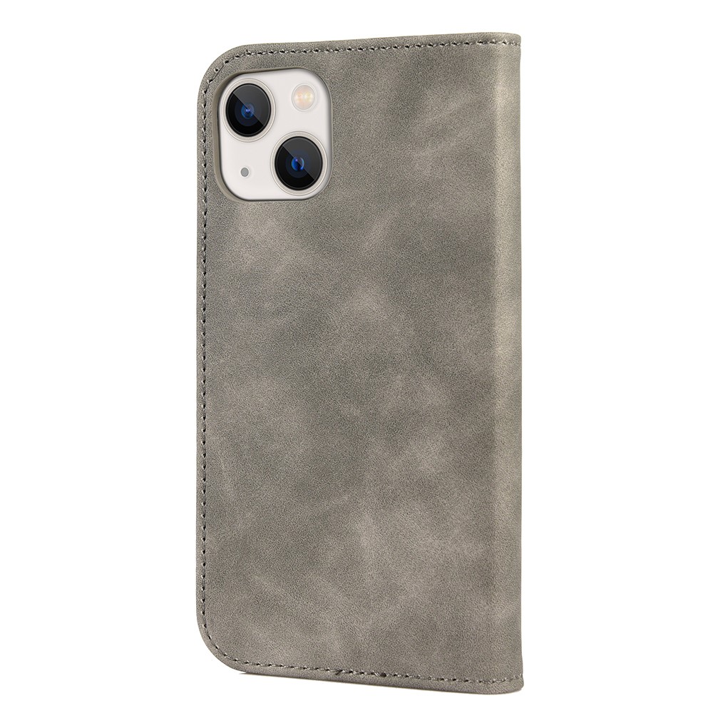 Skin-touch Feel Splicing Leather Phone Stand Cover Shell for iPhone 13 mini 5.4 inch - Grey-3