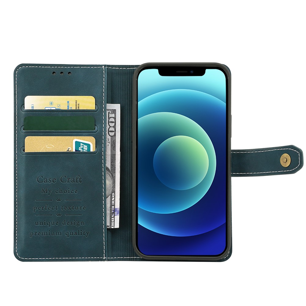 CASE CRAFT Outer Card Slot PU Leather + TPU Full Protection Phone Case Stand Wallet Cover for iPhone 13 Pro Max 6.7 inch - Green-5