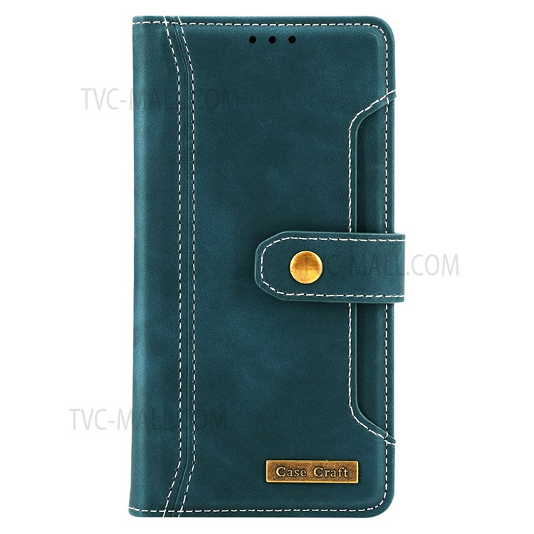 CASE CRAFT Magnetic Clasp Closure Stand Wallet Leather Phone Case with Outer Card Slot for iPhone 13 6.1 inch - Green-2