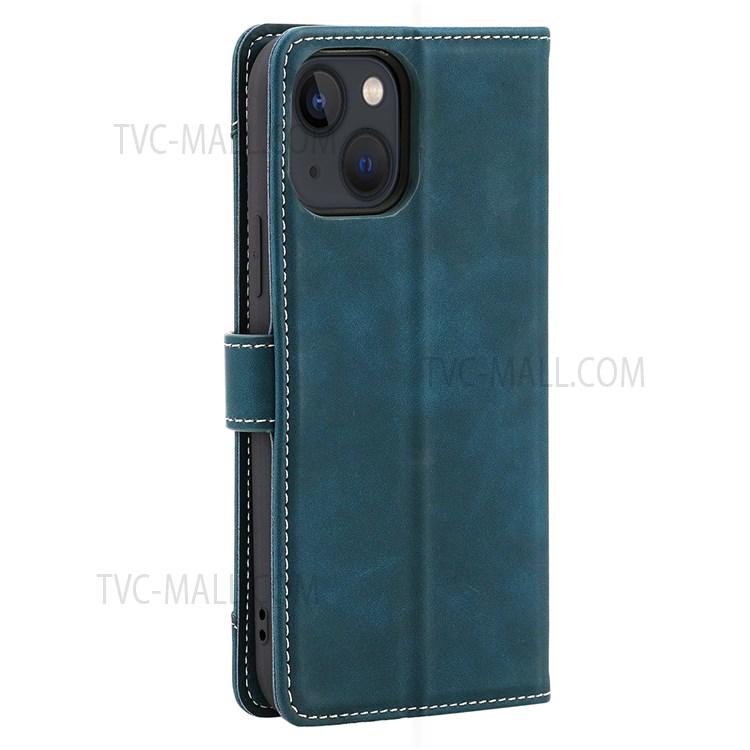 CASE CRAFT Magnetic Clasp Closure Stand Wallet Leather Phone Case with Outer Card Slot for iPhone 13 6.1 inch - Green-3