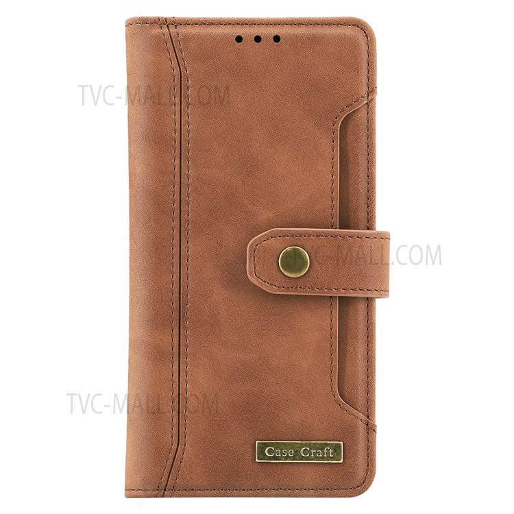 CASE CRAFT Stand Wallet PU Leather Cover Inner TPU Phone Case with Outer Card Slot for iPhone 13 mini 5.4 inch - Brown-2