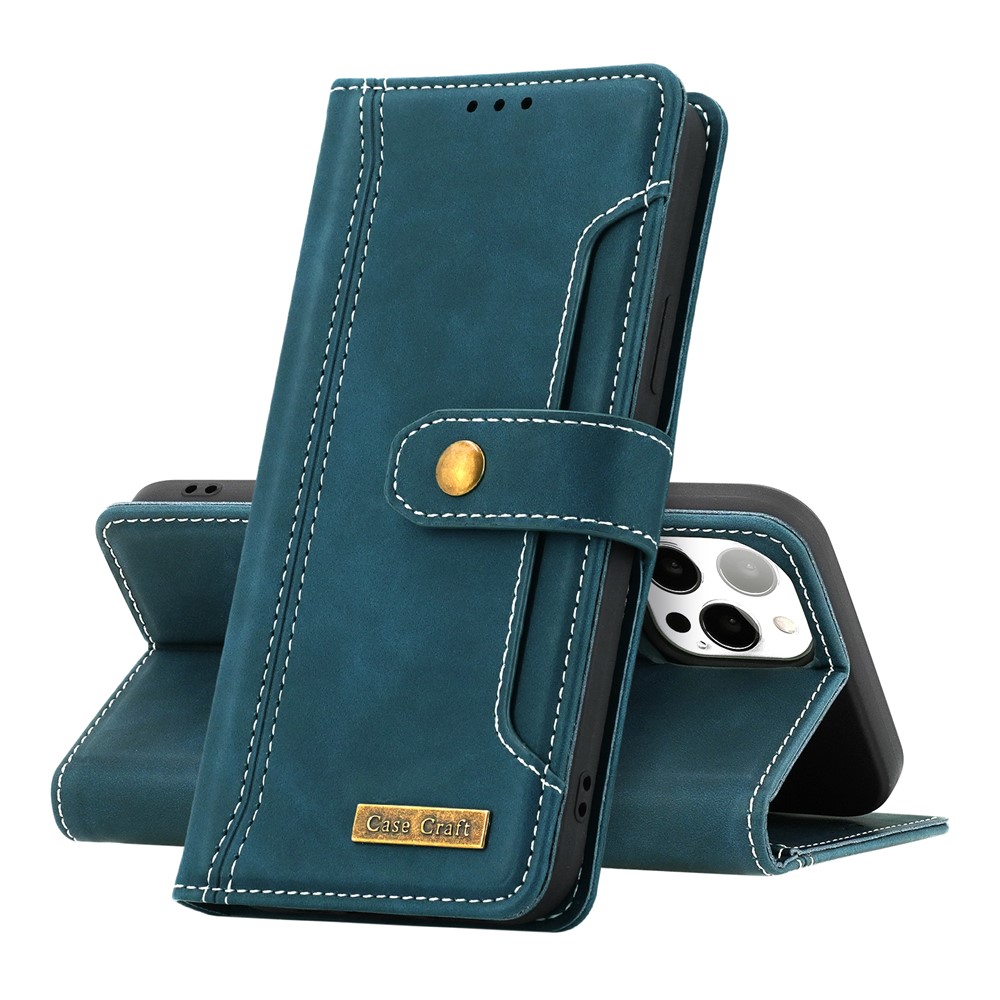 CASE CRAFT Shockproof PU Leather Phone Wallet Cover Stand Case with Outer Card Holder for iPhone 12 Pro Max 6.7 inch - Green-6