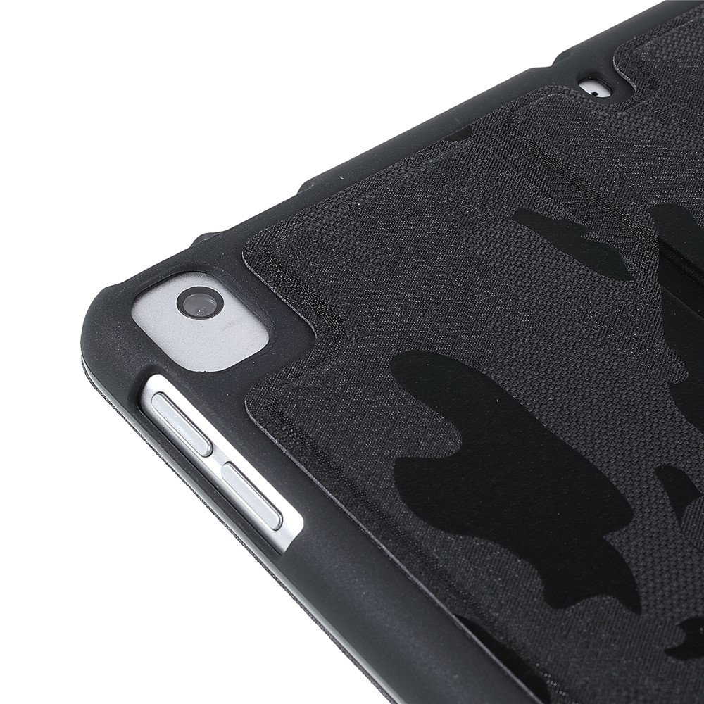 X-LEVEL War Wolf Series Camouflage Pattern PU Leather Stand Auto Sleep/Wake Cover with Pencil Holder for iPad 10.2 (2021)/(2020)/(2019) / Air 10.5 inch (2019) / iPad Pro 10.5-inch (2017) - Black-9
