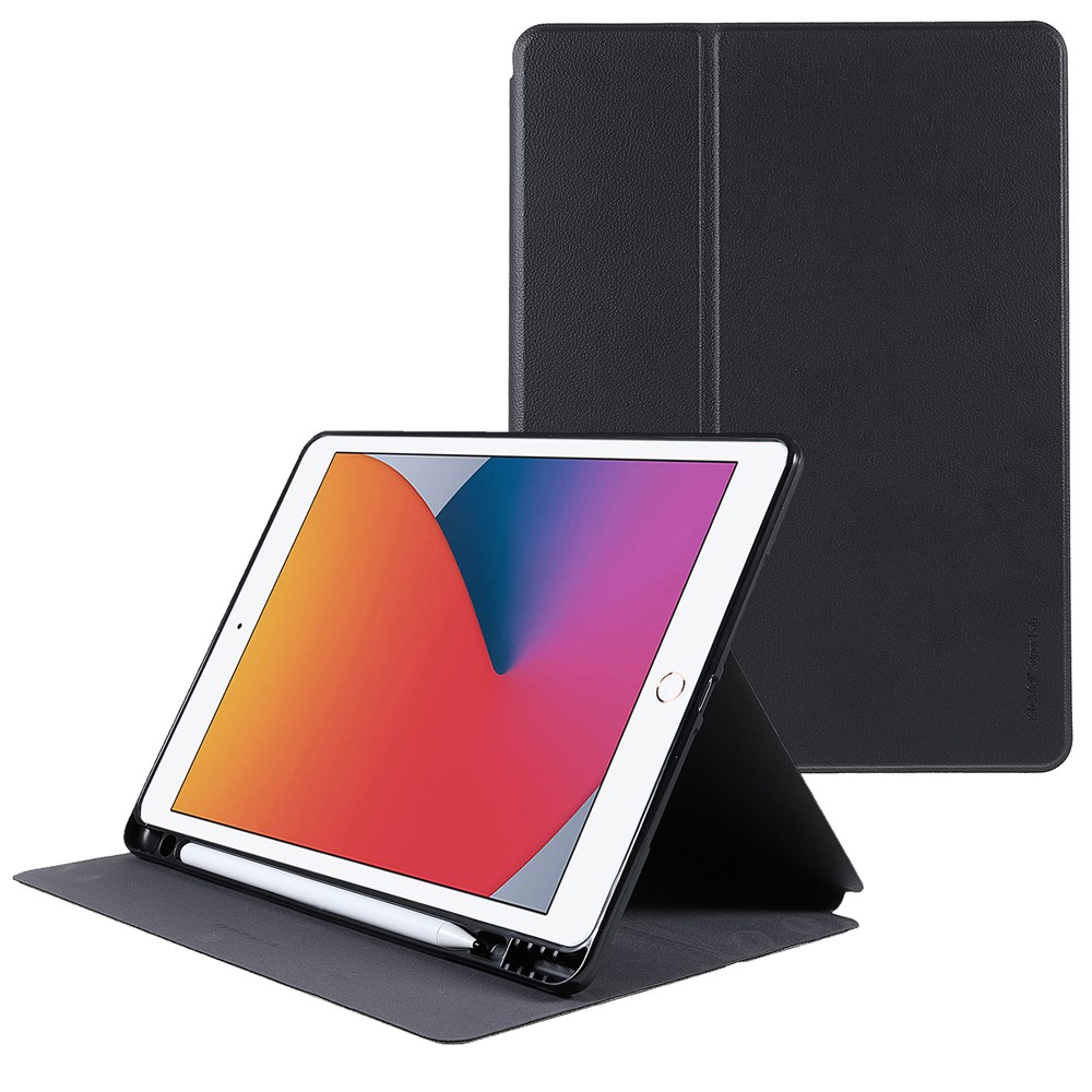 X-LEVEL Litchi Texture Auto Wake/Sleep PU Leather Stand Protective Tablet Cover with Pencil Holder for iPad 10.2 (2021)/(2020)/(2019) / Air 10.5 inch (2019) / iPad Pro 10.5-inch (2017) - Black-1