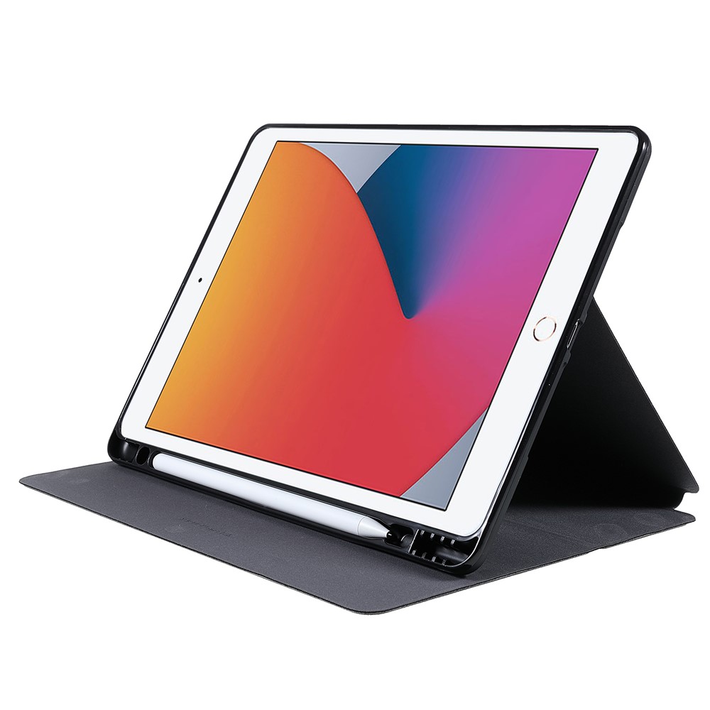 Litchi De Niveau X Texture Auto Réveil / Sleep PU Pu En Cuir Tablette De Protection Avec Support De Crayon Pour IPad 10.2 (2021) / (2020) / (2019) / Air 10,5 Pouces (2019) / IPad Pro 10.5-pouce (2017) - Le Noir-5