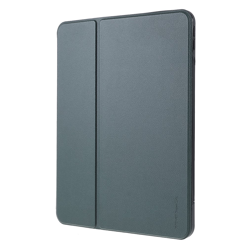 X-LEVEL Litchi Texture PU Leatther Folio Stand Smart Auto Wake/Sleep Case with Pencil Holder for iPad Pro 11-inch (2021)/(2020)/(2018) / Air (2020) - Dark Green-3