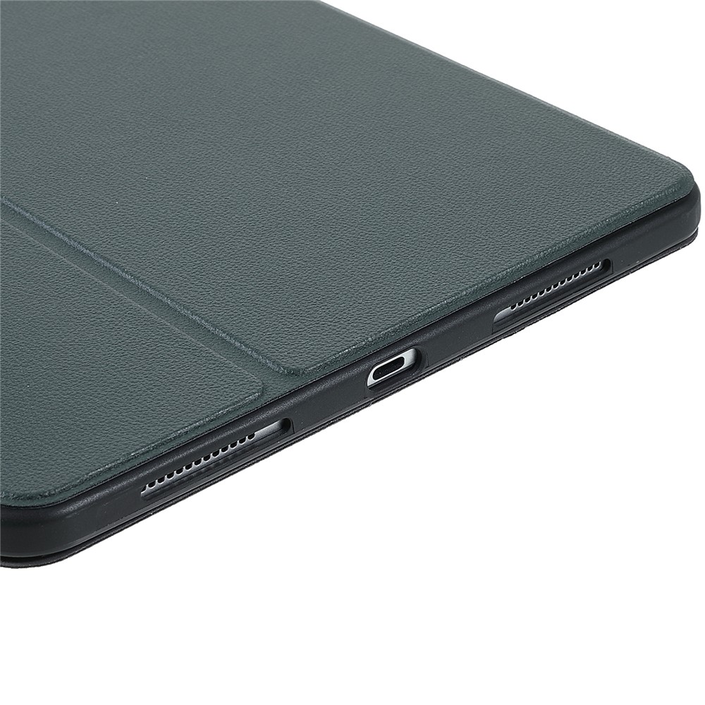 X-LEVEL Litchi Texture PU Leatther Folio Stand Smart Auto Wake/Sleep Case with Pencil Holder for iPad Pro 11-inch (2021)/(2020)/(2018) / Air (2020) - Dark Green-9