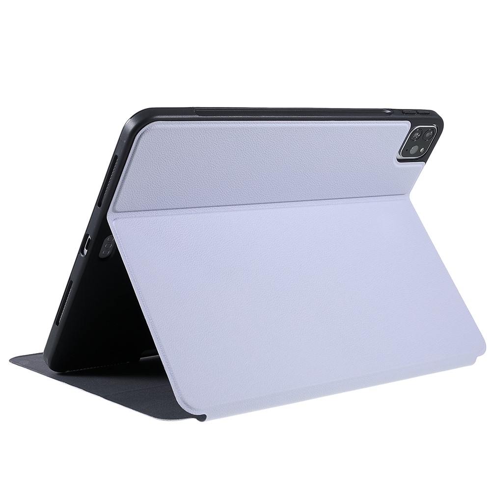 X-LEVEL Litchi Texture PU Leatther Folio Stand Smart Auto Wake/Sleep Case with Pencil Holder for iPad Pro 11-inch (2021)/(2020)/(2018) / Air (2020) - Light Purple-6