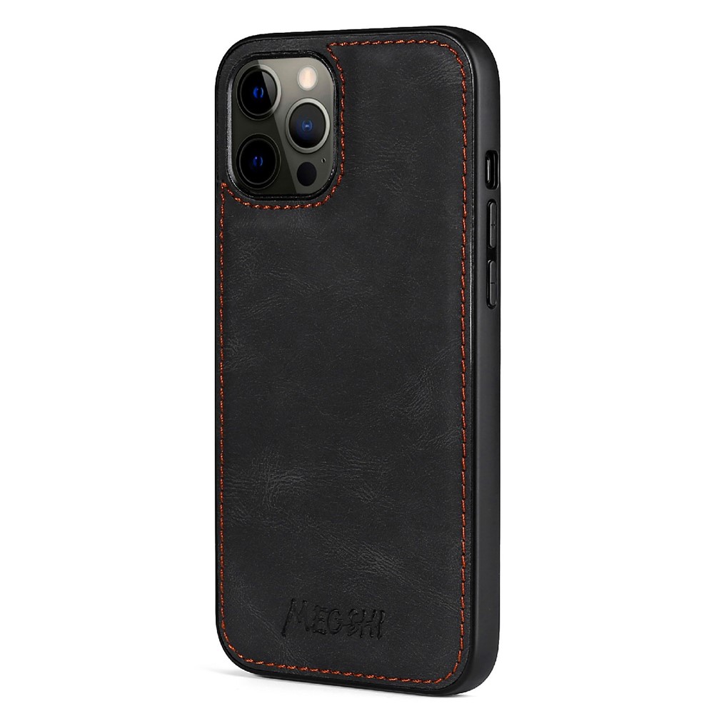 MEGSHI 017 Series Full Protection Magnetic Absorption Zipper Pocket Stand Design Detachable Leather Phone Case with Strap for iPhone 12 Pro Max 6.7 inch - Black-9