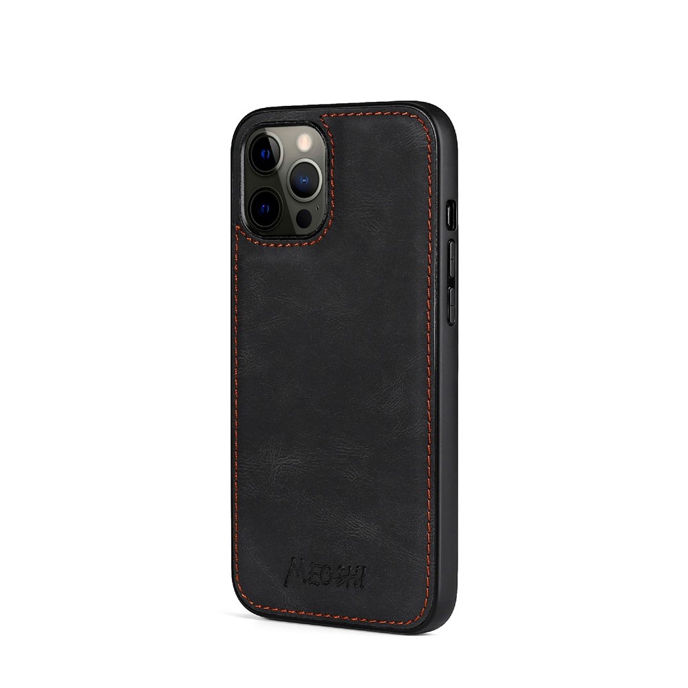 MEGSHI 017 Series Zipper Pocket Stand Multi-function Anti-fall Leather Cover Magnetic Absorption Detachable Phone Case for iPhone 12/12 Pro 6.1 inch - Black-8