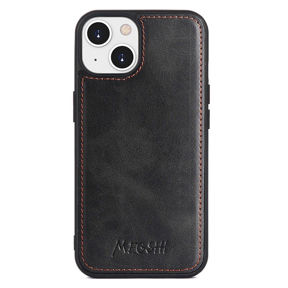 MEGSHI 020 Series PU Leather+TPU Scratch-resistant Magnetic Detachable Design Shockproof Wallet Cover Shoulder Bag for iPhone 13 6.1 inch - Black-2