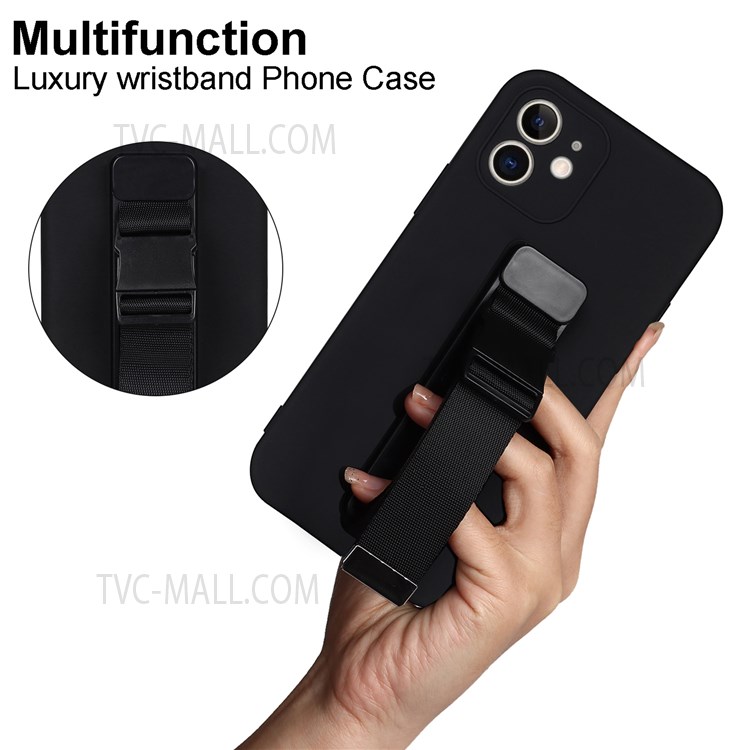 Phone Back Cover with Adjustable Wrist Strap Kickstand and Long Shoulder Strap High-quality Soft TPU Phone Case for iPhone 12 6.1 inch - Green-5