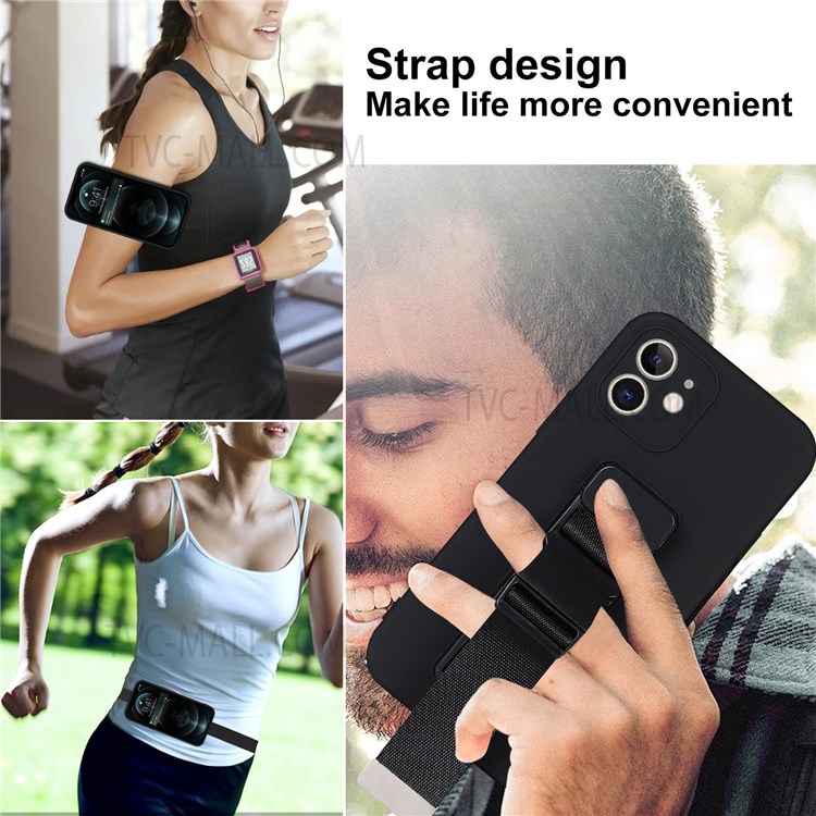 Phone Back Cover with Adjustable Wrist Strap Kickstand and Long Shoulder Strap High-quality Soft TPU Phone Case for iPhone 12 6.1 inch - Green-6